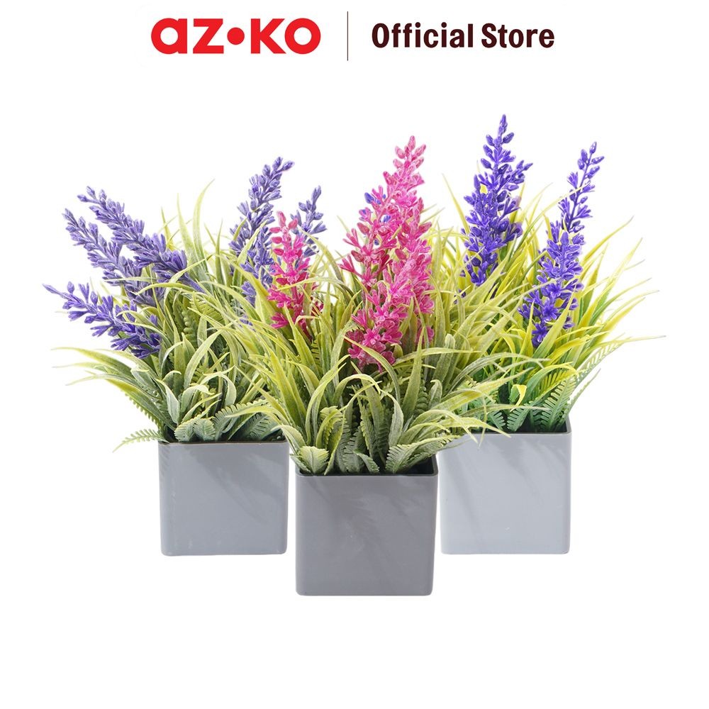 AZKO Arthome Tanaman Artifisial Grass Lavender Potted Tumbuhan Buatan Bunga Hias Cantik Sintetis Tan