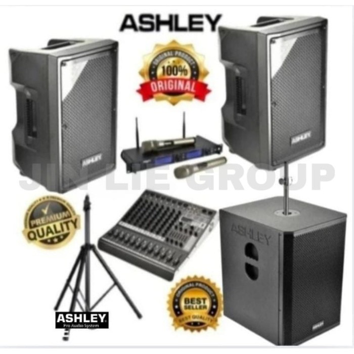 Grosir Paket Sound System Speaker Aktif ASHLEY 10 Inch + Mixer Bluetooth ASHLEY 8 Channel Original