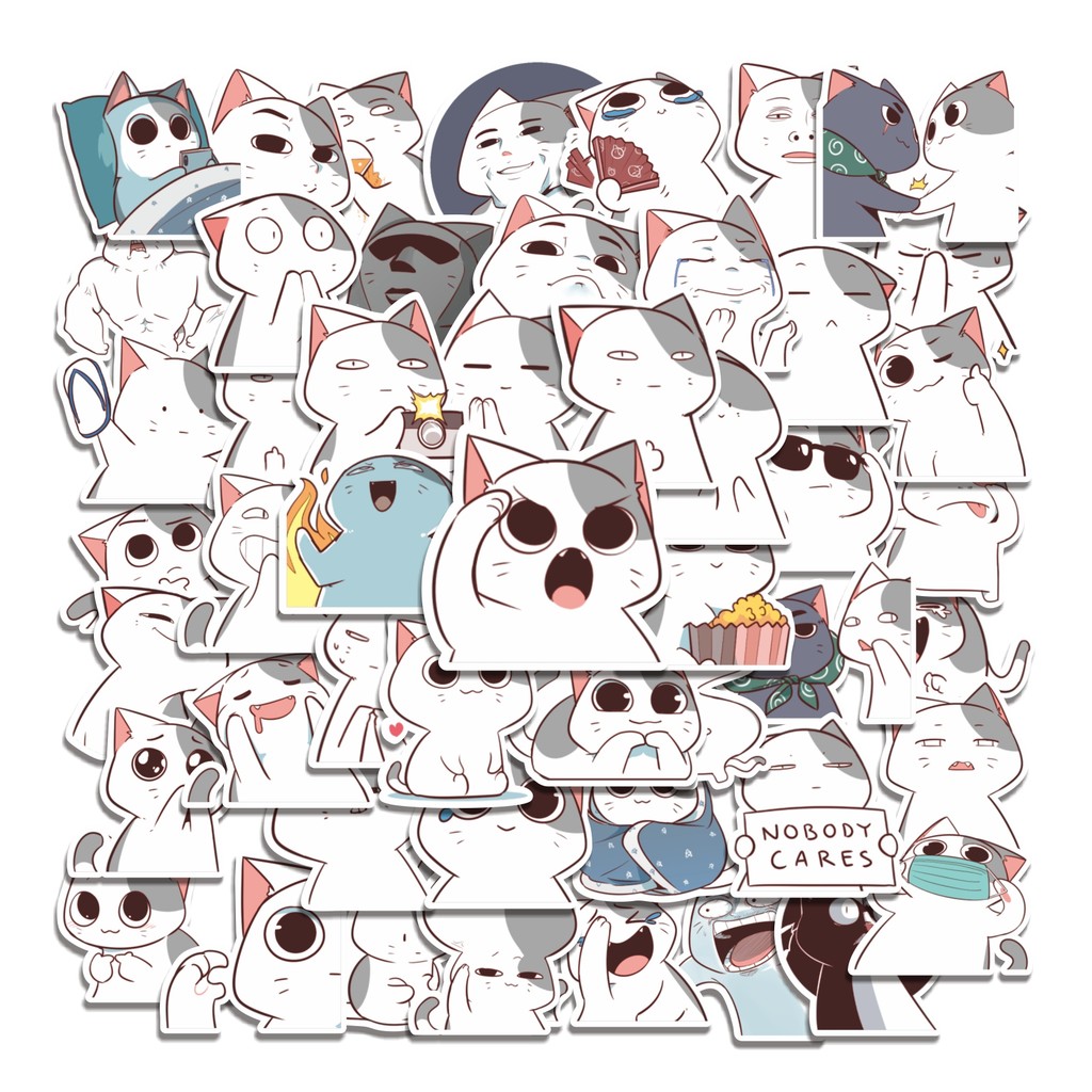 

COD 50 Pcs Stiker Neko Nyangami Lucu Anti Air Untuk Dekorasi Notebook Sepeda Skateboard Handphone DIY