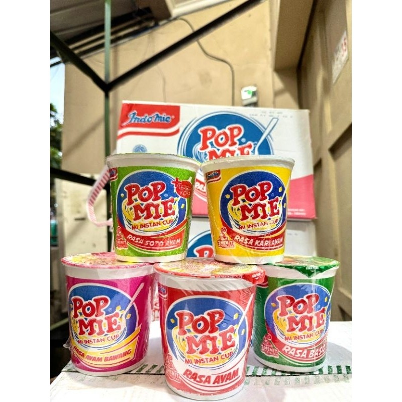 

Pop Mie Cup 75 gram rasa soto ayam / rasa kari ayam / rasa ayam bawang / rasa ayam / rasa baso kartonan atau 1 DUS isi 24 pcs