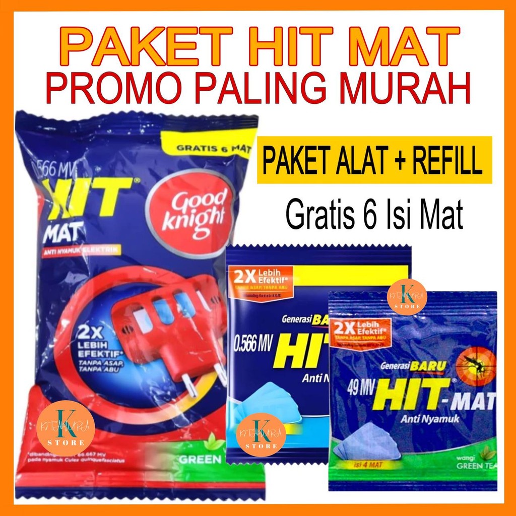 Obat Anti Nyamuk HIT MAT Elektrik Tanpa kabel Alat dan Refill Isi Ulang Original