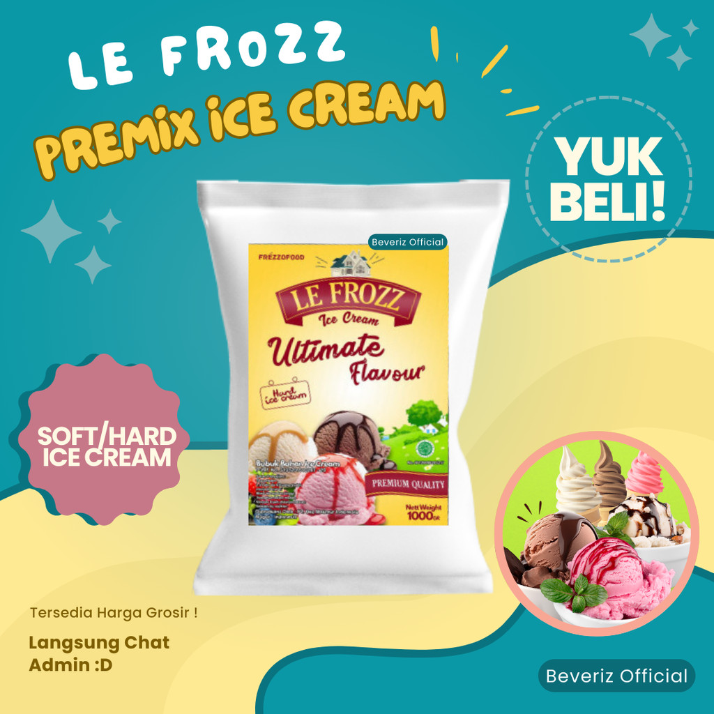 

BEVERIZ LE FROZZ Soft Ice Cream Powder | Hard Ice Cream Powder | Bubuk Soft Mix Es Krim 1kg {BISA COD} { Tersedia Harga Grosir}