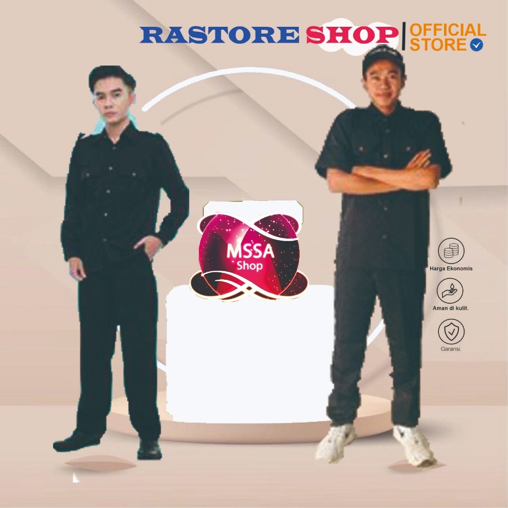 1 stel baju safari security seragam safari hitam terbaru seragam supir driver seragam kerja bahan ha