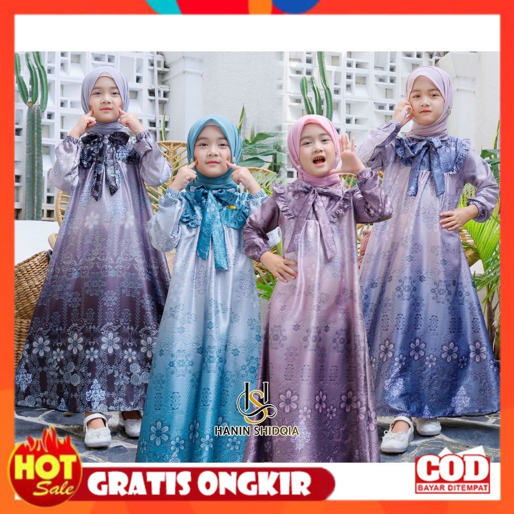 [PREMIUM ORIGINAL] Gamis muslim anak gamis premium anak dior silk by Hanin shidqia