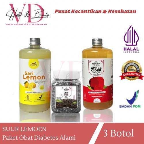 

Paket Diet Detox 3n1 Cuka Apel 500ml Sari Lemon 500ml dan Chia Seeds 150gram By Suur Lemoen ID