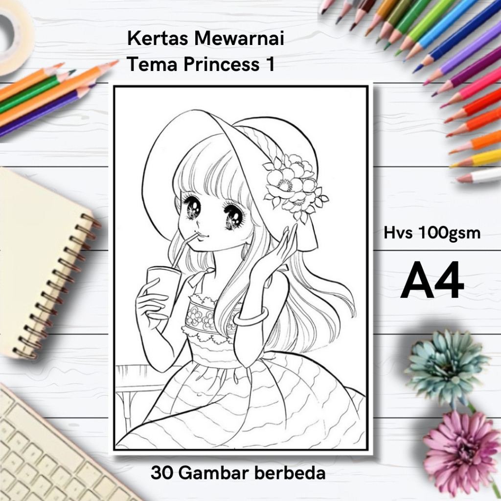 

30 Gambar Kertas mewarnai anak / Coloring / Sketa Tema Princess 1claraa aurel