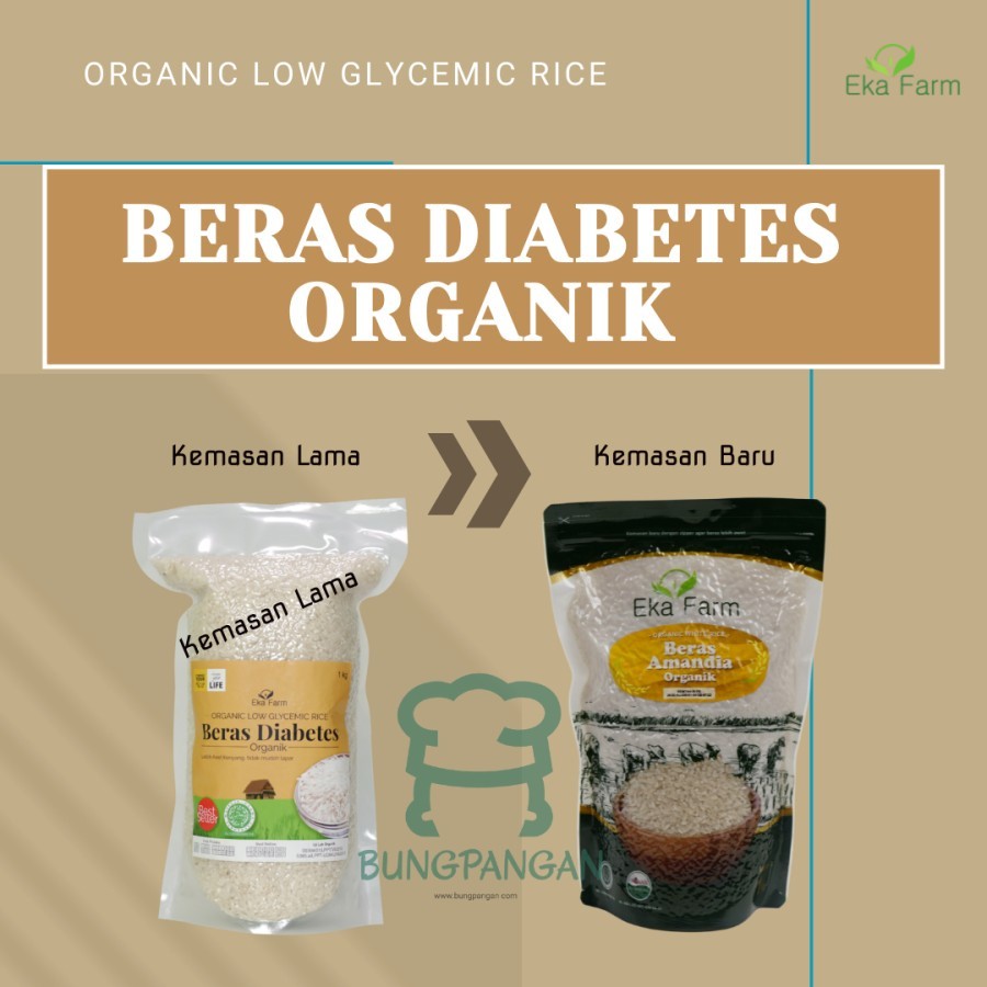 

Beras Diabetes Diaberice Amandia Organik EKA FARM Kemasan Vakum 1 Kg