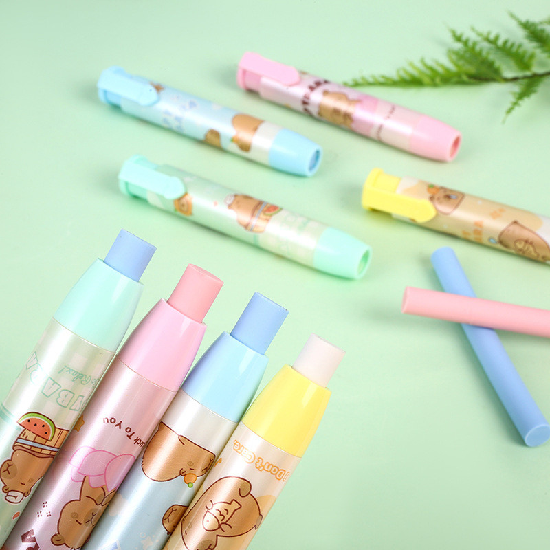 

Random 1pc Capybara Cartoon Press Eraser Cute Stationery Kindergarten Creative Rubber Learning Office Supplies Gifts