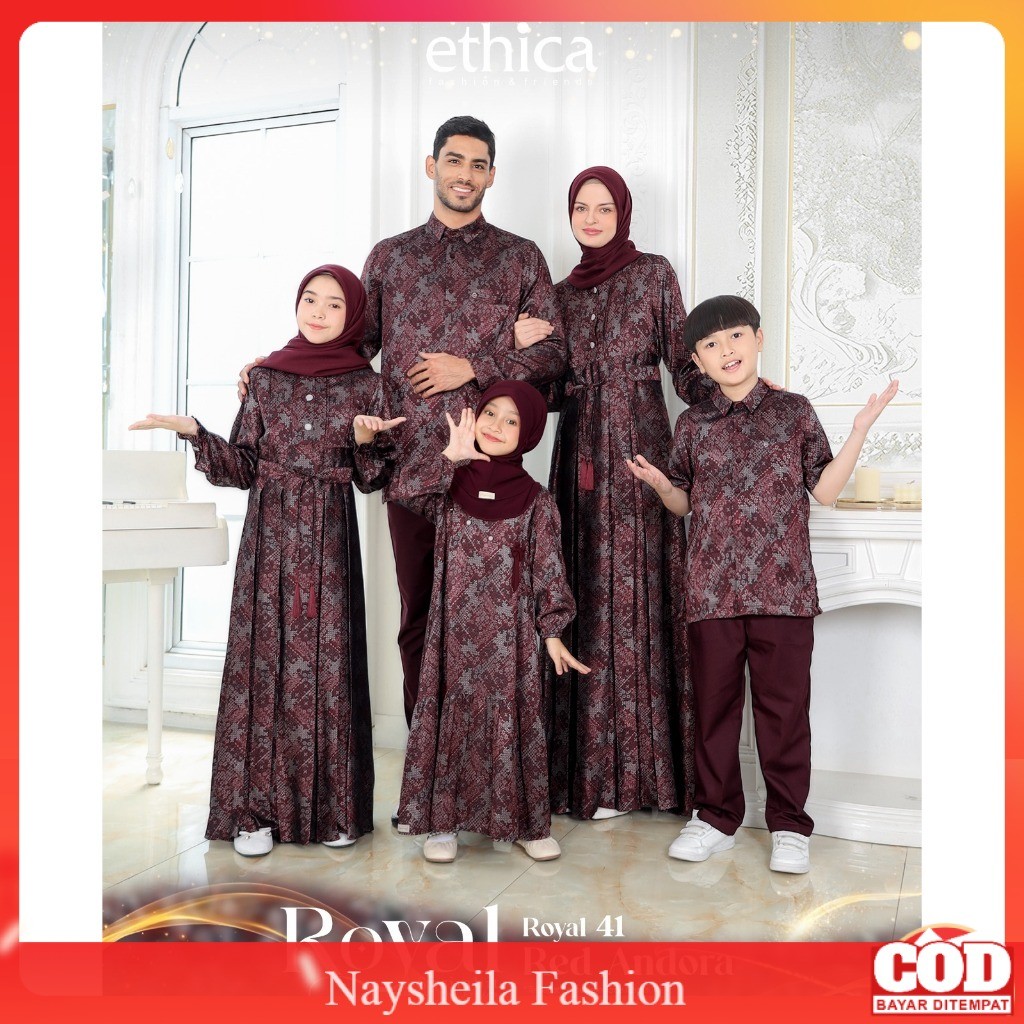 Baju Lebaran 2025 Couple Keluarga Sarimbit Ethica Royal 41 Red Andora Famset Family Set Seragam Hari