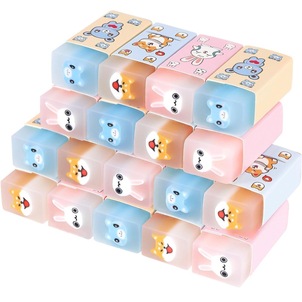 

6 pcs Cute Kid Animal Erasers Fun Desk Pets Jelly Eraser for Students Kawaii Stationery School Supplies Prize Gifts Party Favors