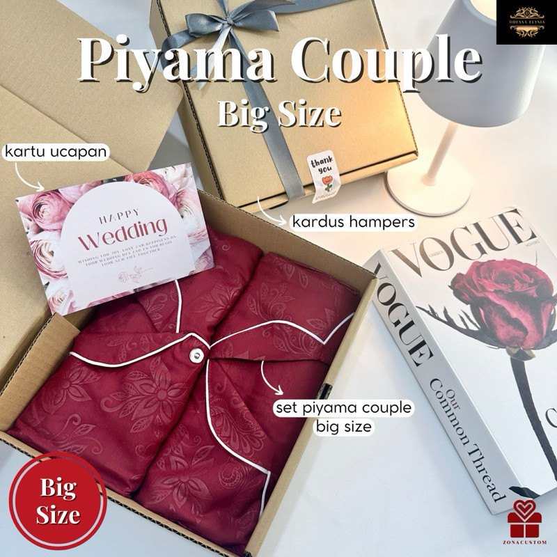 Hampers Wedding Piyama Couple Bigsize Set | Piyama Couple Jumbo |  Kado Pernikahan | Anniversary Pas