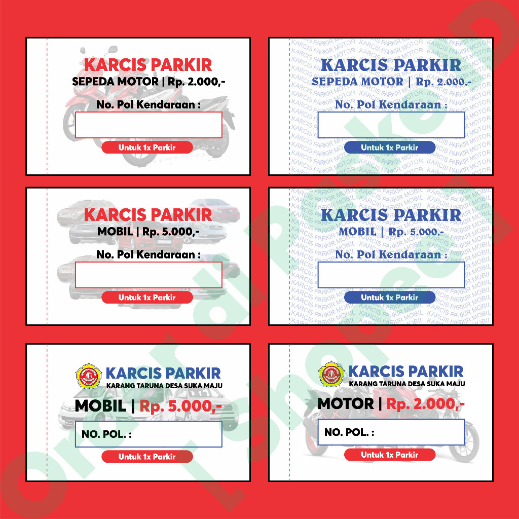 

Promo KARCIS PARKIR ISI 100 LEMBAR DAN 50 LEMBAR UKURAN -/+ 6X10 CM MOTOR MOBIL CUSTOM SESUAI REQUEST
