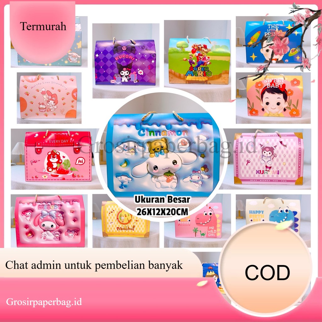 

Grosirpaperbagid Goodie Bag Ulang Tahun Anak Dino Besar Ukuran 26x12x20cm Goodiebag Ulang Tahun Anak Dino Tas Ulang Tahun Sanrio Dino Super Mario Princess Prince Anak Cowok Cewek Tas Bingkisan Ulang Tahun Anak Sanck Box Hampers Ulang Tahun