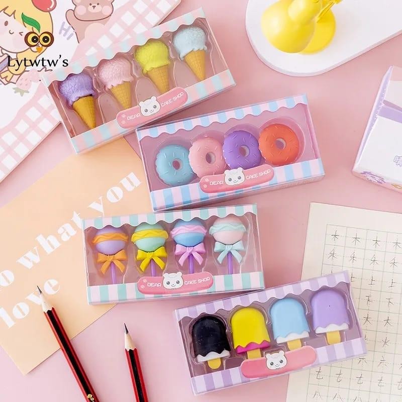 

LLC Penghapus Pensil Lucu Set 4Pcs / Penghapus Set Cute / Penghapus Model Ice Cream Donat Lolipop