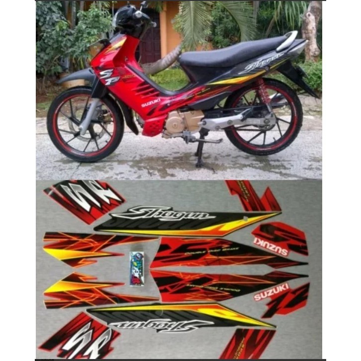 STRIPING SHOGUN 125 SP MERAH  TAHUN 2007 STIKER LIS STANDAR ORI SUZUKI