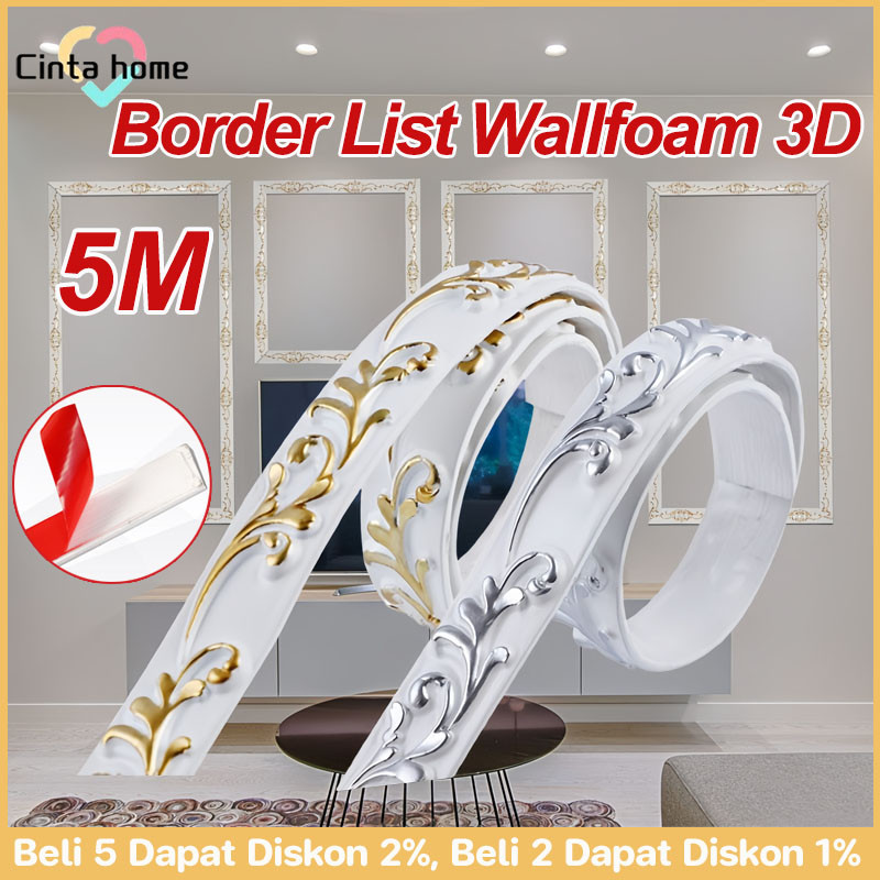 5M Wall Border List Walpaper List Foam Stiker Border List Wallfoam 3D Wallfoam List Dinding Elegant 