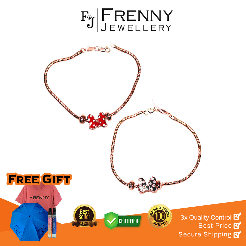 Gelang Emas Rose Gold Pandora Pita 2 Look 17K Frenny Jewellery