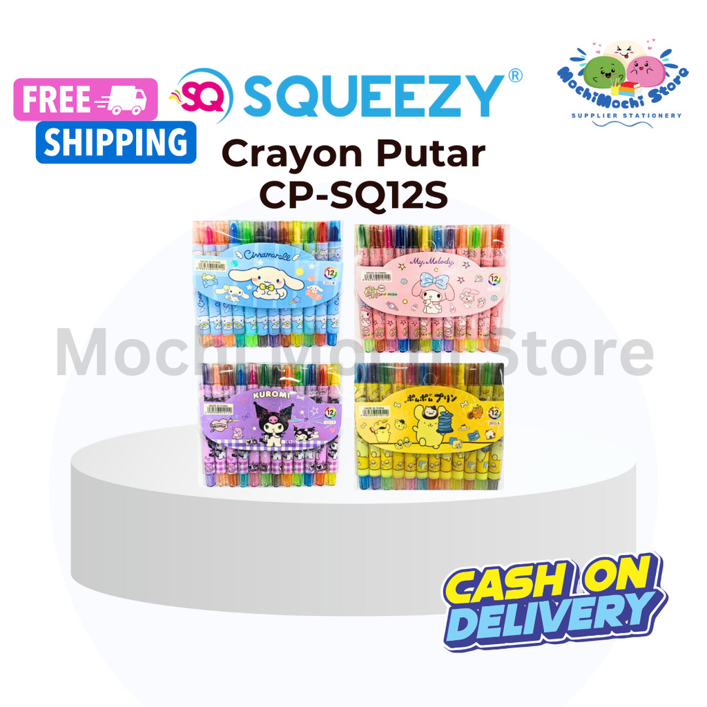 

Crayon Putar Pendek CP-SQ12S | Crayon Putar Karakter Pendek | Crayon Putar 12 Warna Motif