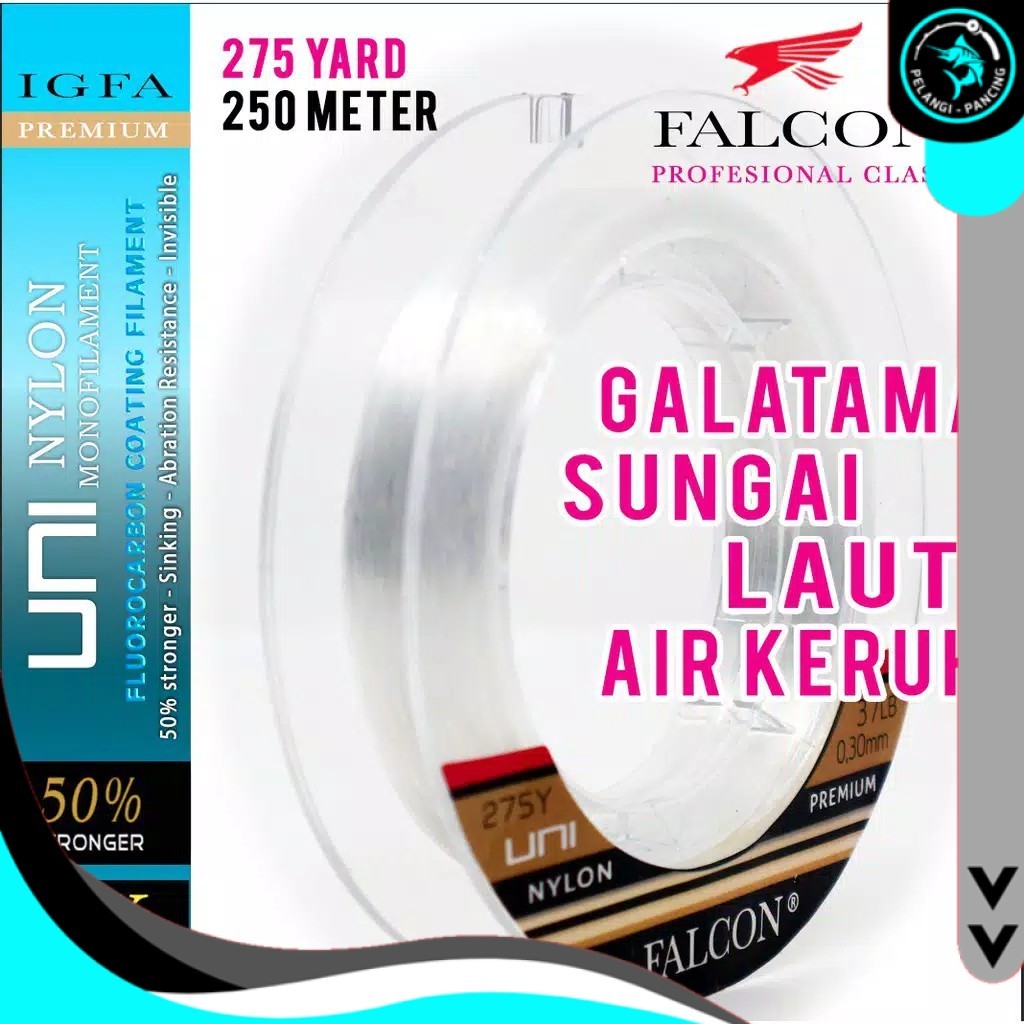 Senar pancing Nilon Falcon UNI FLASH 250 meter - PP