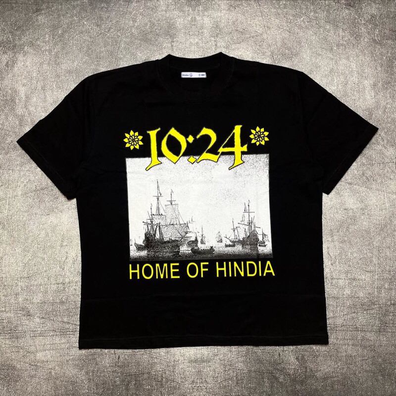 Tshirt HINDIA - 1024 Black boxy fit Cotton combed 24s Tebal kaos band HINDIA