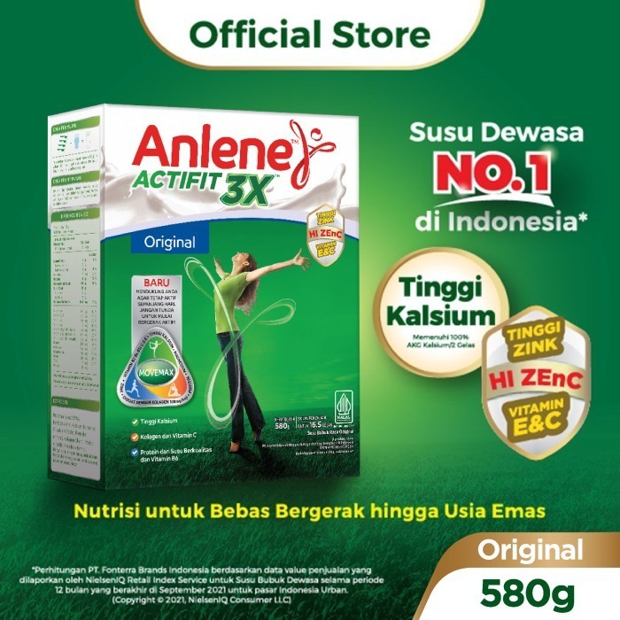 

Anlene Actifit 3X Susu Bubuk Dewasa Original 580g - Tulang & Sendi