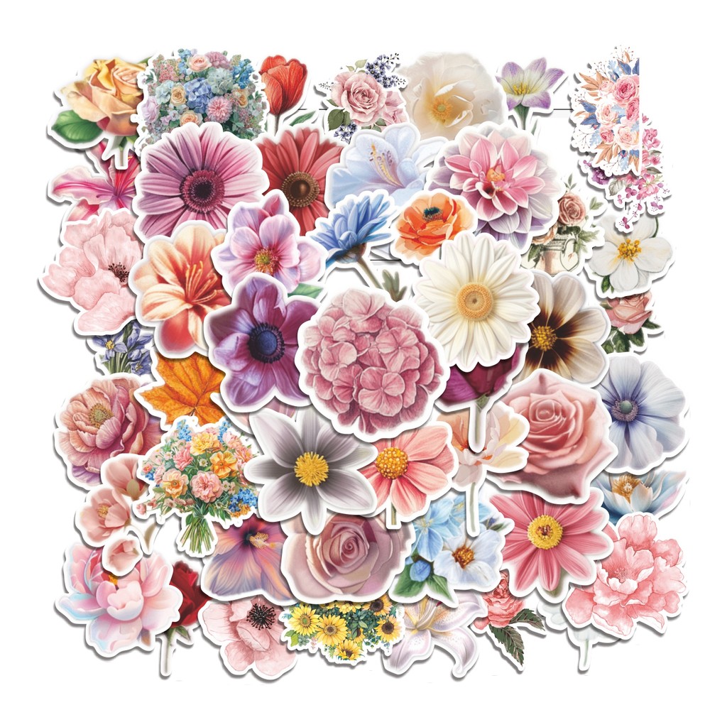 

COD 50 Pcs Stiker Vintage Flower Lucu Anti Air Untuk Dekorasi Notebook Sepeda Skateboard Handphone