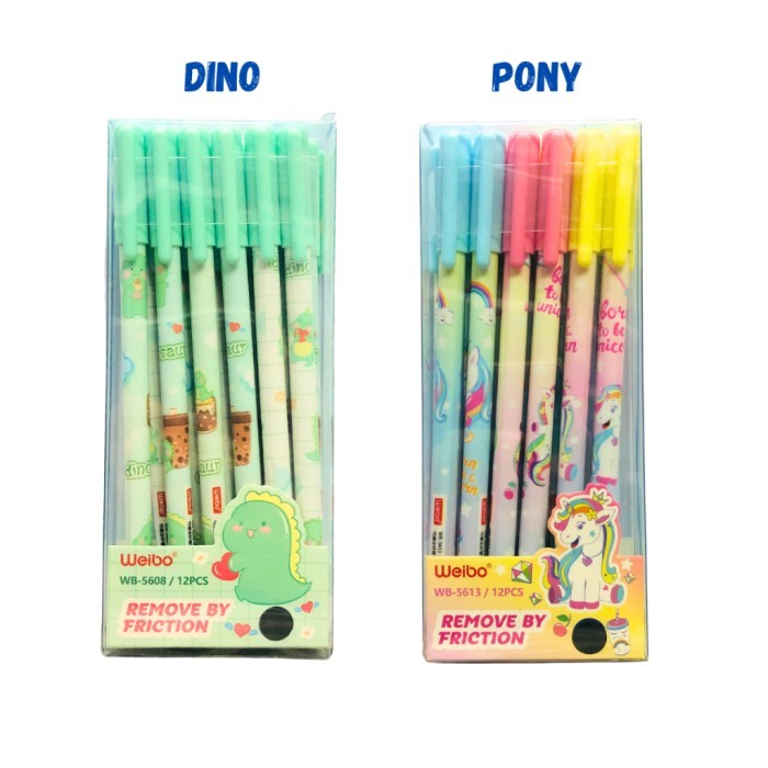 

Pulpen Bisa Di Hapus Weibo WB-5613 & WB-5608 Erasable Gel Pen Impor Tip 0.5mm Motif Unicorn & Dino Remove by Friction - SATUAN - UNICORN WB-5613