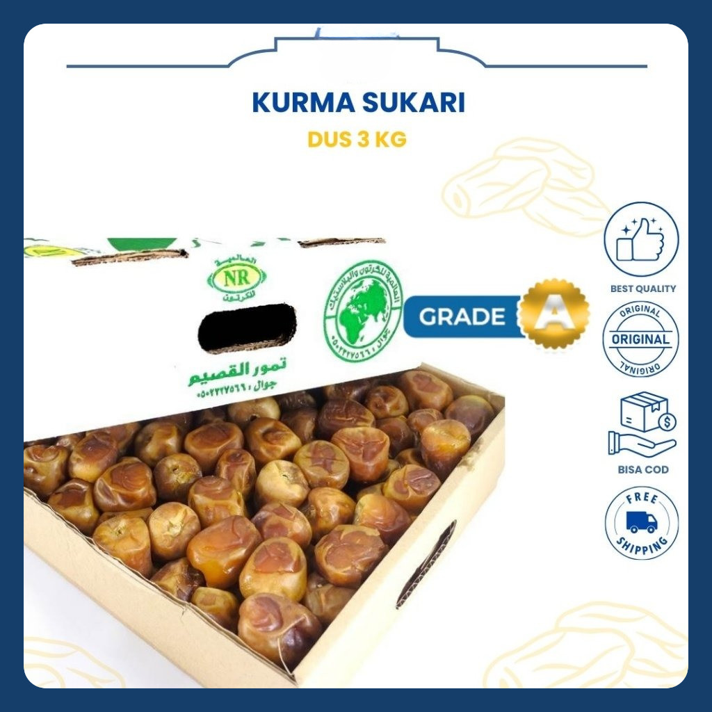 

Kurma Sukari Basah Dus 3 Kg Oleh Oleh Haji Umroh