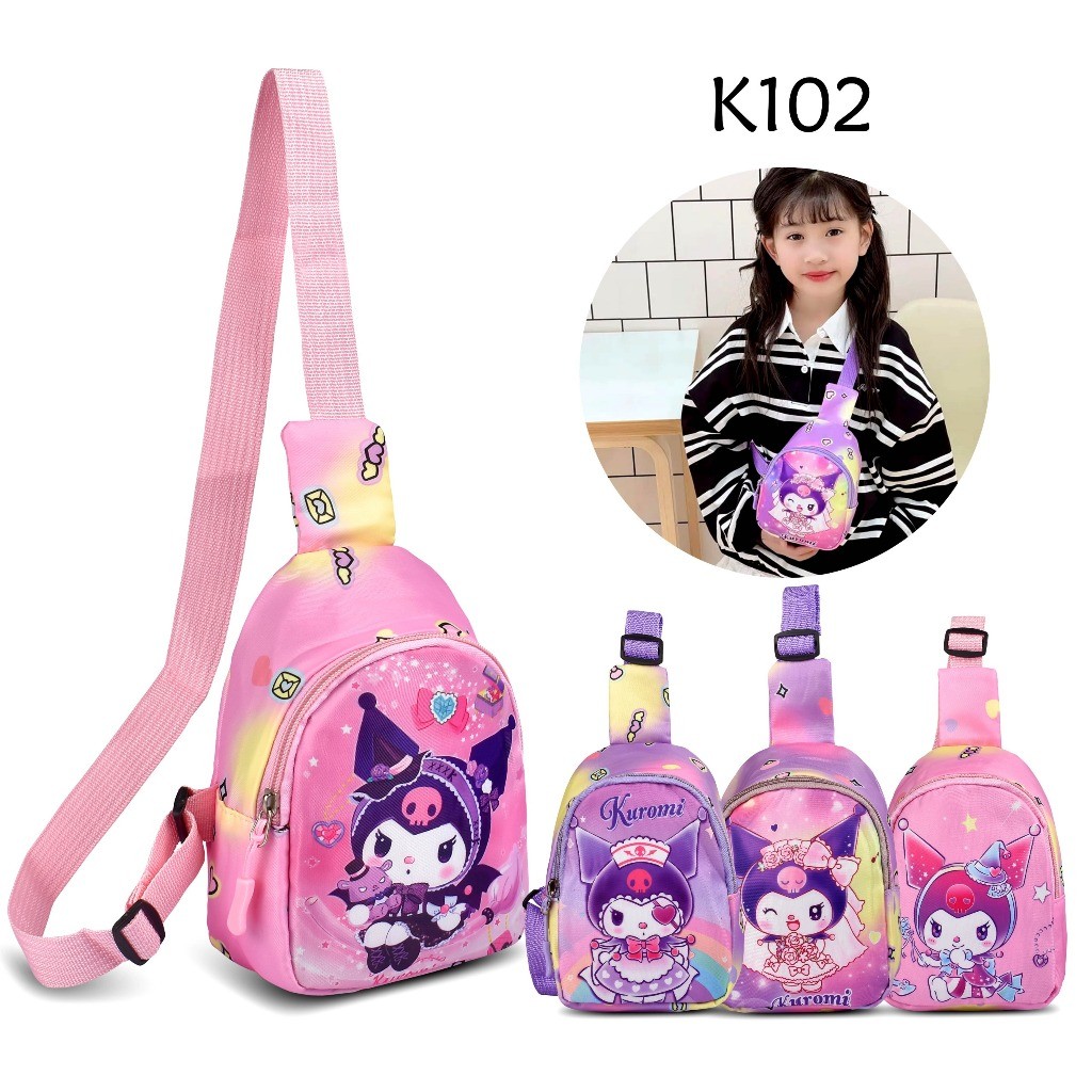 History Bags Surabaya-Tas Selempang Anak Kuromi K102 Tas Slingbag Anak Fashion Tas Anak SD Tas Anak 