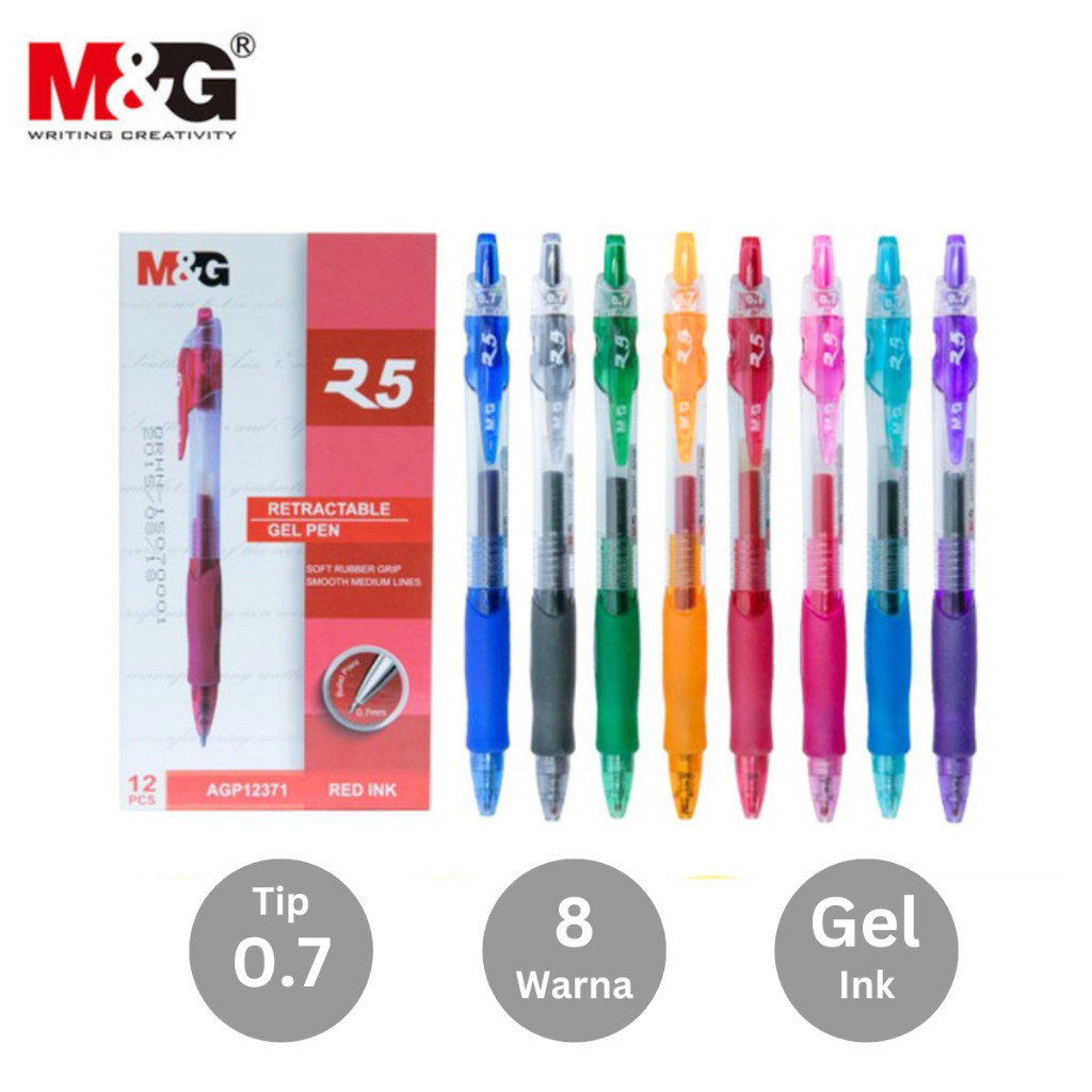

Pulpen Gel M&G R5 AGP 8 Warna Tip 0.7 mm GEL Pen AGP12371 - Satuan