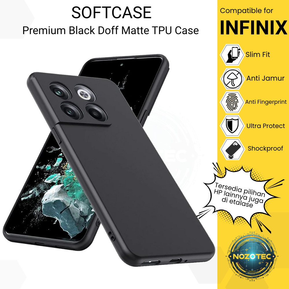 Softcase Slim Matte Infinix Smart 3 4 5 6 7 8 9 Plus / HD / PRO - Casing Doff Macaron Black Armor TP