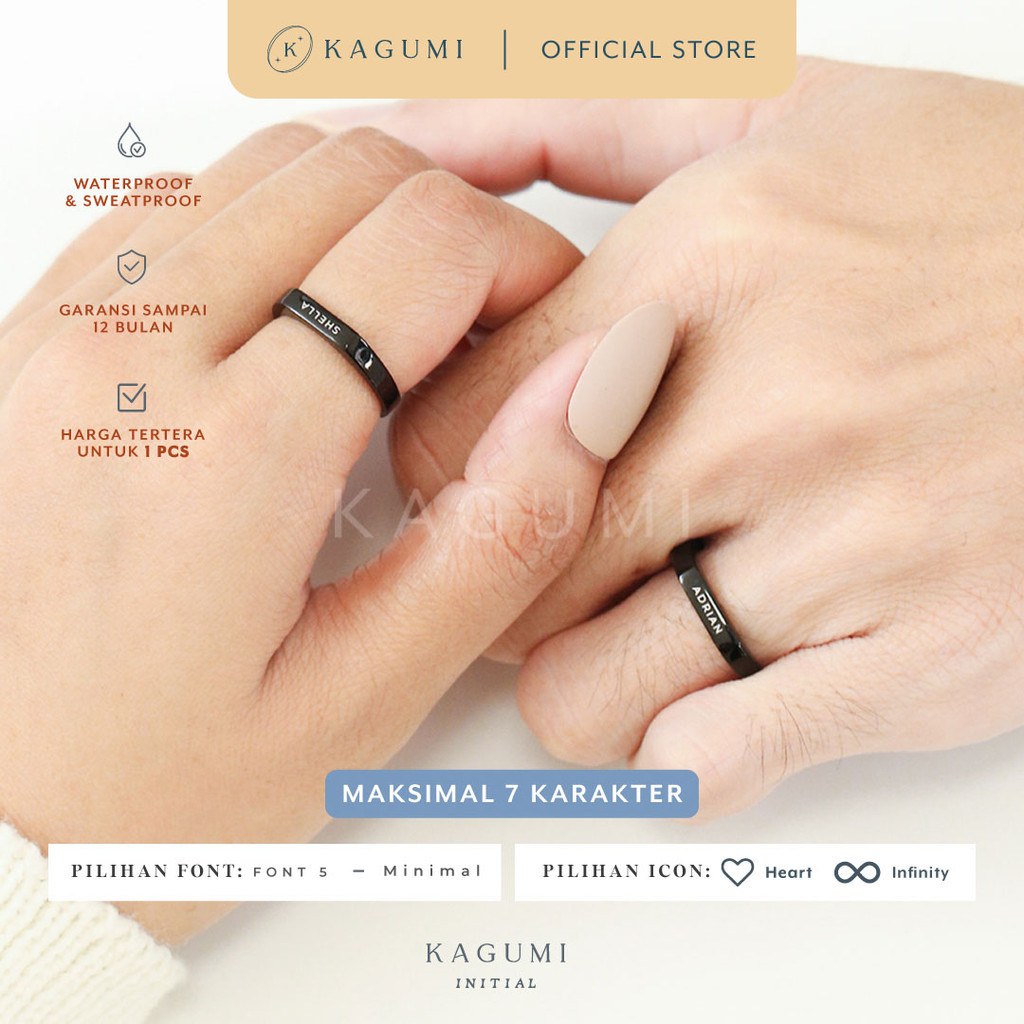 

KAGUMI Initial - Soul Ring | Cincin Minimalis Custom Titanium Couple (Pre-order)