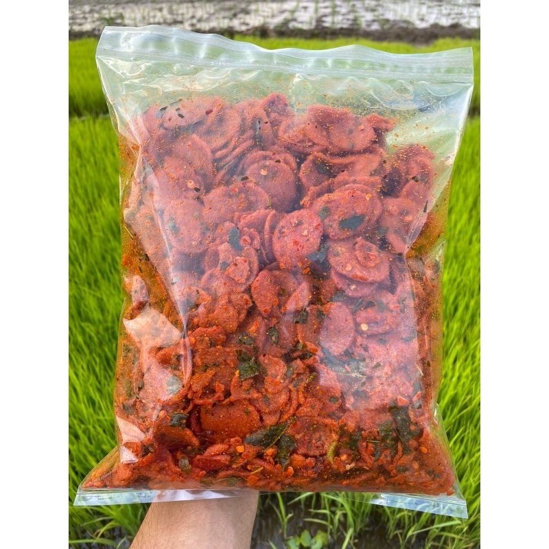 

SOSRENG sosis goreng bumbu pedas daun jeruk Keripik Pedas