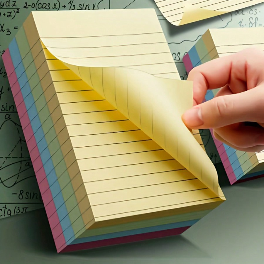 

100/200pcs, Colorful Horizontal Line Sticky Notes, Portable, Convenient For Students And Office Workers, Back To School, School