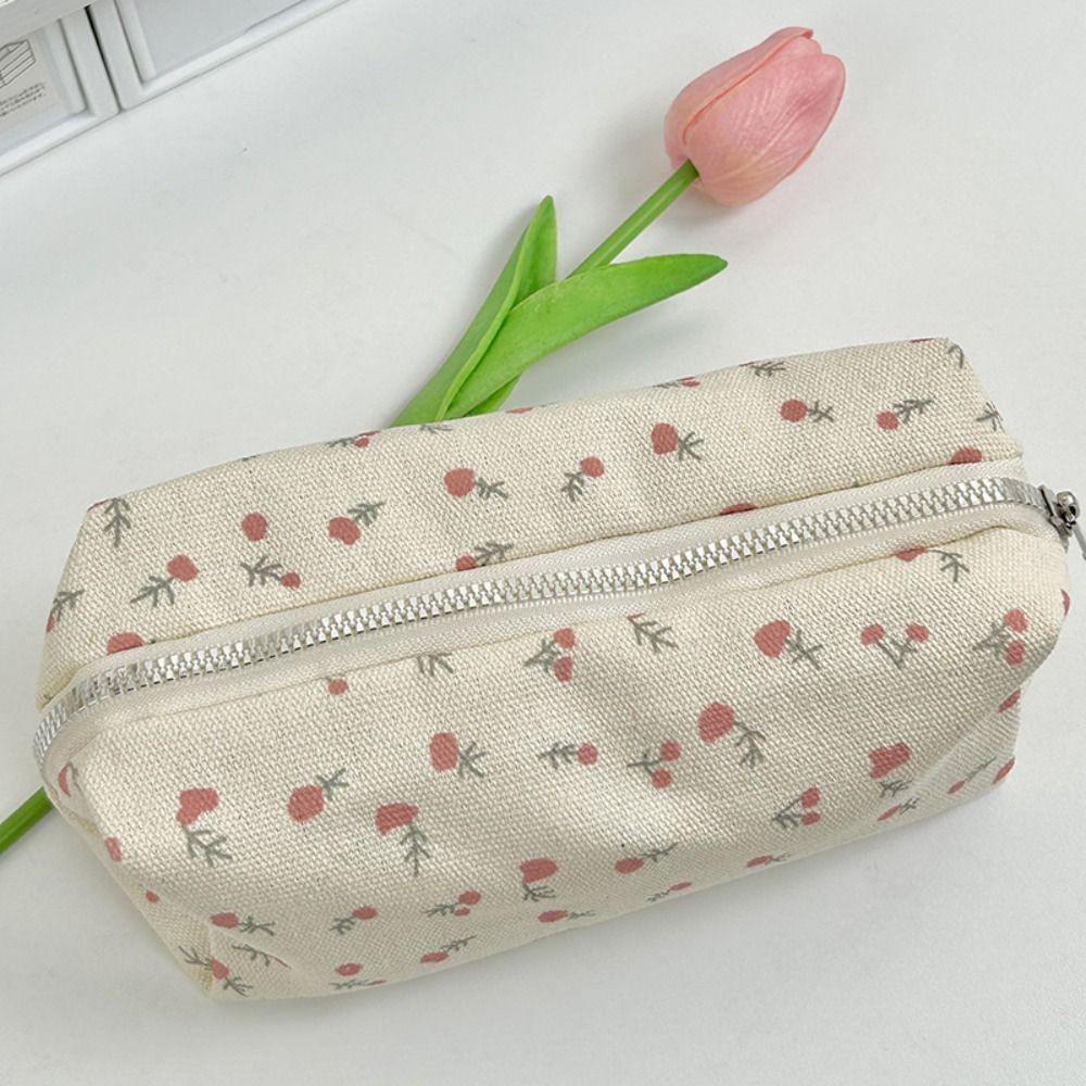 

Cartoon Floral Printing Pen Bag Student Grils Stationery Bag Large Capacity Pencil Case Multifunctional Stationery Organizer