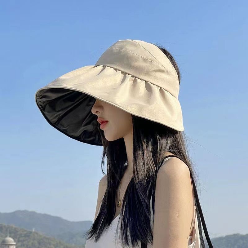Summer large sun hat UV protection adjustable hat Sun protection hat Empty top hat Portable foldable