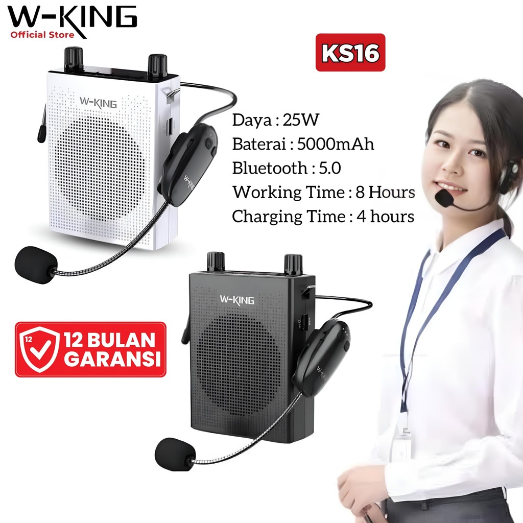 Wking Speaker Bluetooth Karaoke KS16 Pinggang Tour Guide Mic Clip On Bando Wireless Traveling