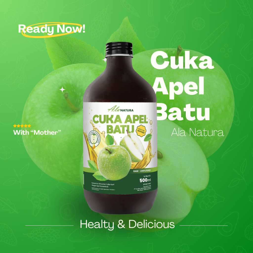 

Cuka apel hijau batu/ Appel Cider Vinegar With Mother 500 ml- Diet & Detoks