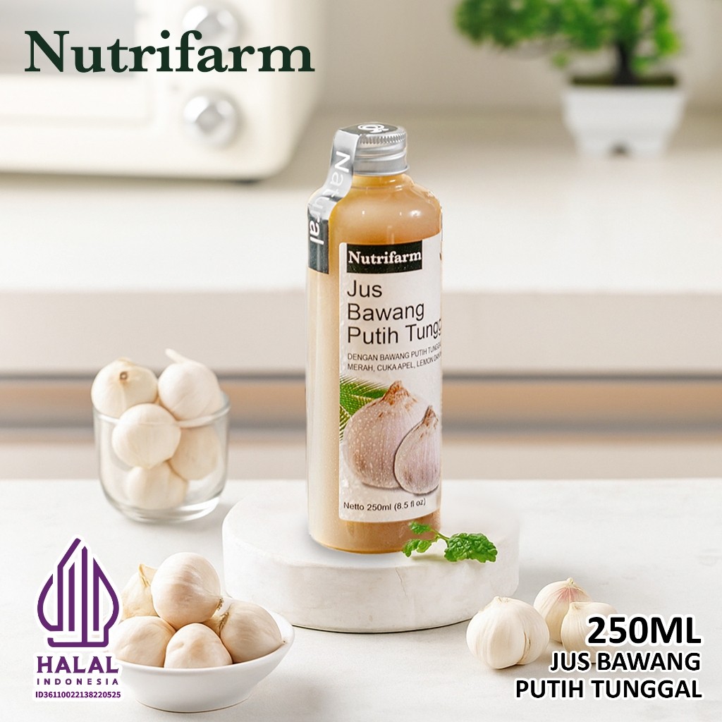 

Nutrifarm Jus Bawang Putih Tunggal 250 ml Cuka Apel Sari Lemon Madu Hutan
