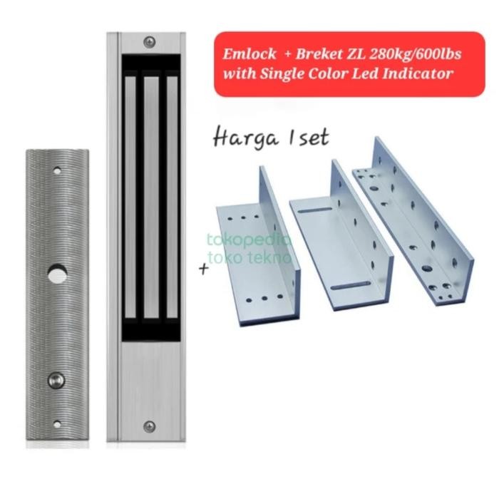 

Magnetic Lock Emlock Em Lock + Breket ZL 280kg 600Lbs 12Volt / Emlock 600lbs 280kg + Bracket ZL 1 Set - 1 LedSale