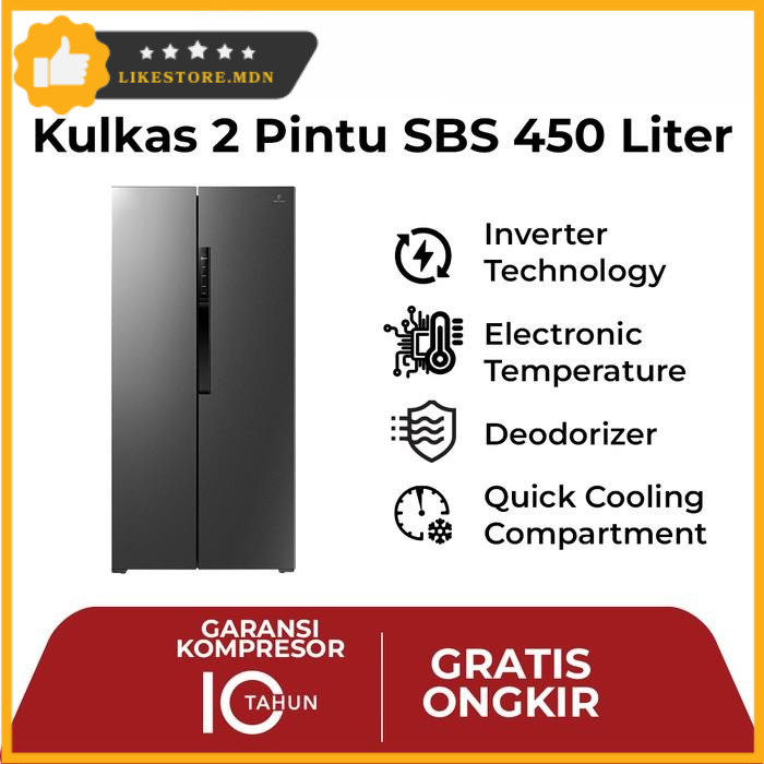 POLYTRON REFRIGERATOR SIDE BY SIDE 2 PINTU PRS-455S