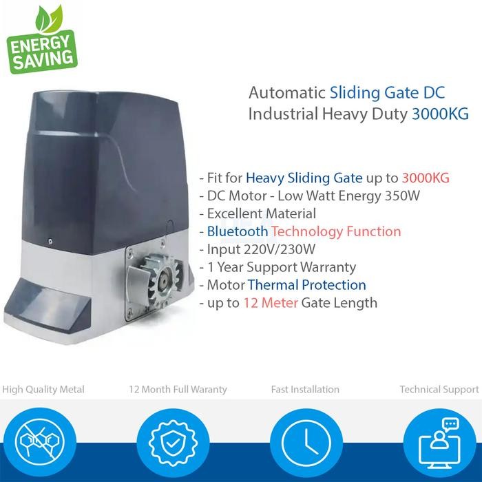 

Mesin Pagar Otomatis Sliding Gate DC 3000 KG Low Watt