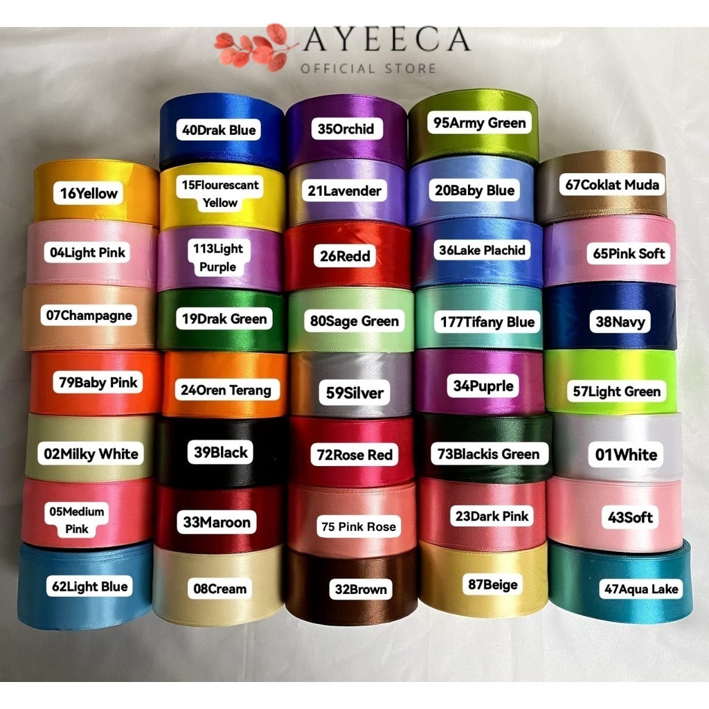 

AYEECA - PTA8 SATIN Pita Satin Roll Motif Setangan Satin dan Transparan Modern Pita Kado 4cm/Pita Dekorasi Buket