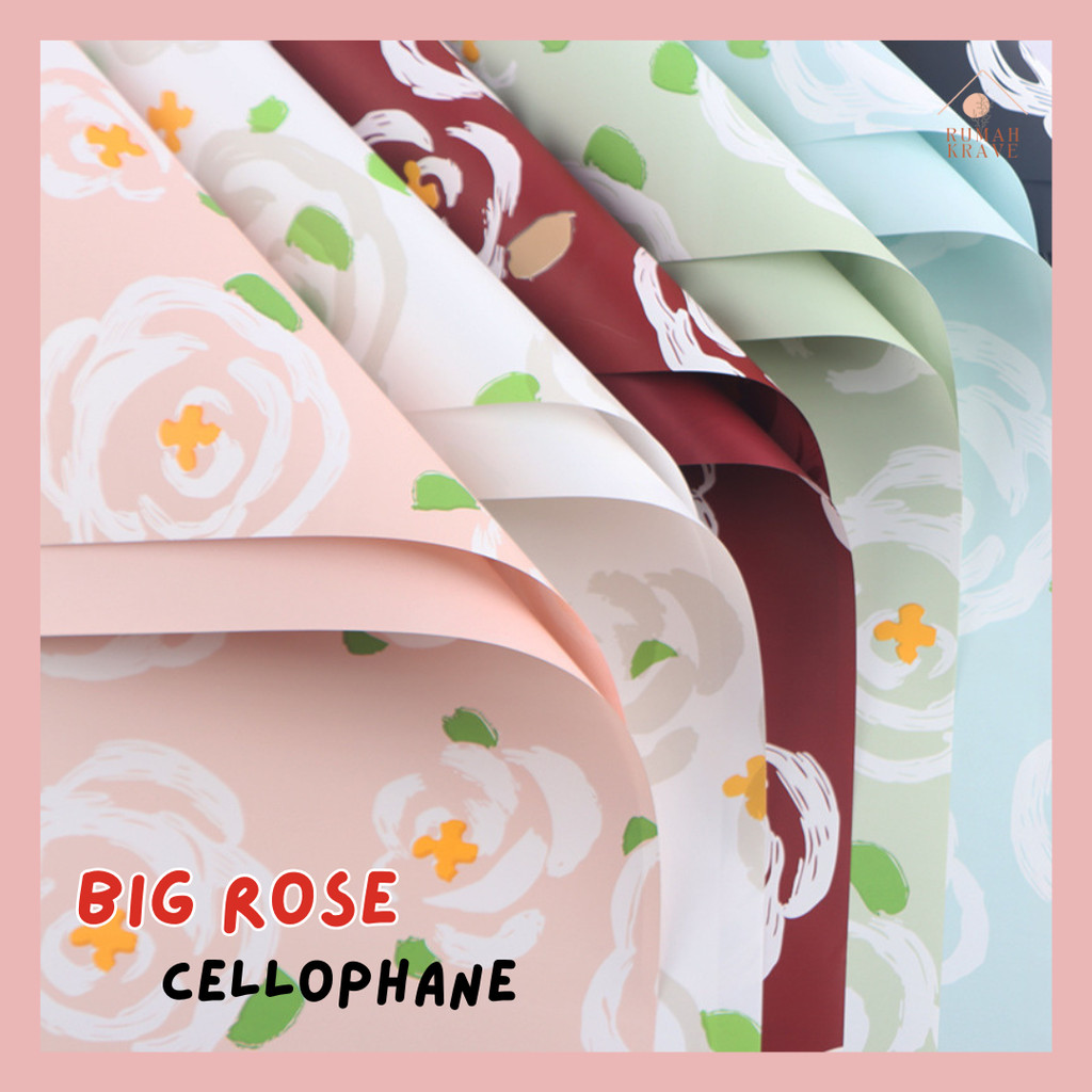

RUMAH KRAVE - Big Rose Cellophane Kertas Buket Bunga Kado Motif Mawar