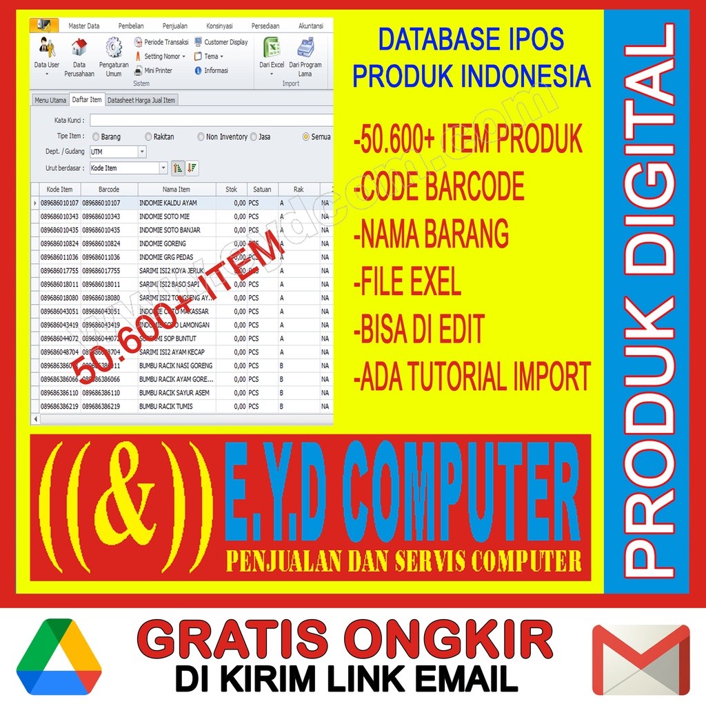 IMPORT 50.600 ITEM IPOS4 IPOS5 DATABASE PRODUK INDONESIA PROGRAM KASIR IPOS 5 TOKO IPOS 4 SOFTWARE A