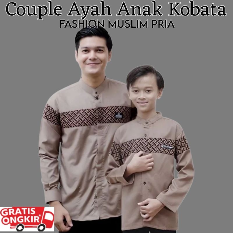 Baju koko copel ayah dan anak laki2 KOBATA - bapak dan anak - Baju muslim ayah - Baju muslim anak - 