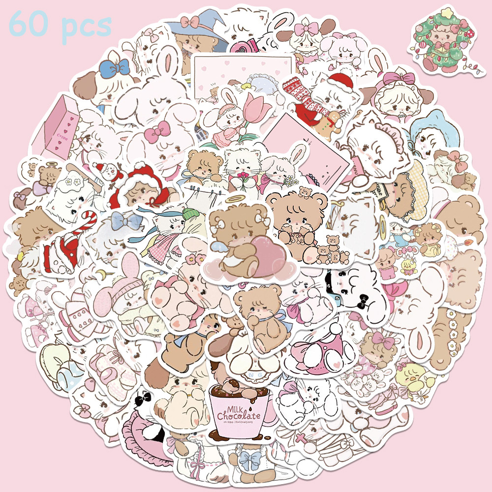 

60pcs MIKKO Stickers Cute Cartoon Anime Decals For Kids Laptop Skateboards Guitar Luggage Phone Scrapbook Diary Stickers