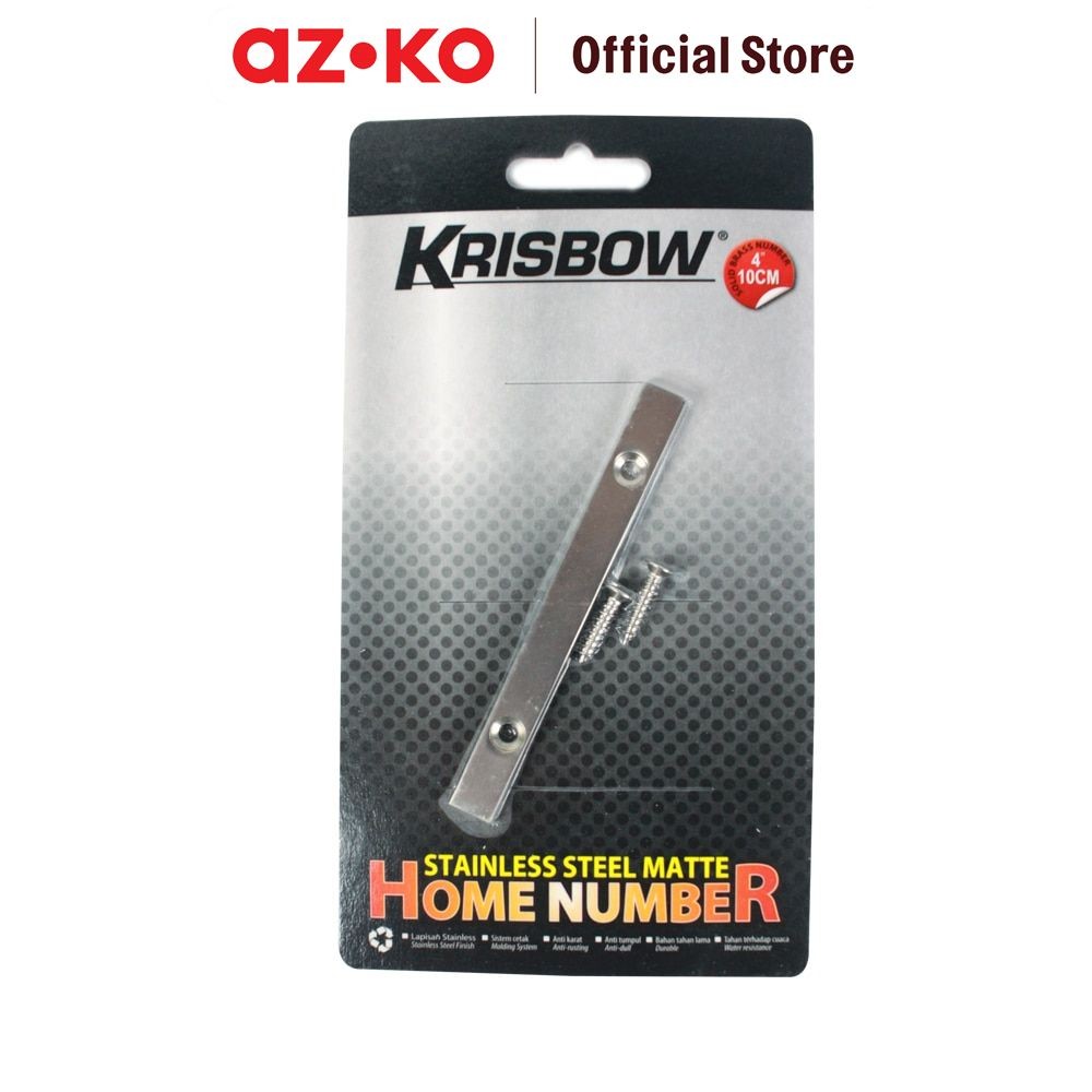 AZKO Krisbow Simbol Rumah Slash Stainless Steel 10 cm Angka Penanda Rumah Hiasan Nomor Pager Rumah D