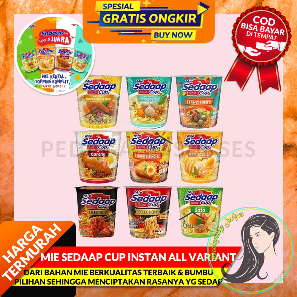 

MIE SEDAAP CUP INSTAN ALL VARIANT - RASA GORENG / SOTO / RAWIT BINGIT / BAKSO SPESIAL / BAKSO BLEDUG / SPICY SOUP DLL