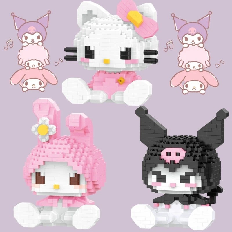 

Sanrio Anime Hello Kitty My Melody Cinnamoroll Pompompurin Kuromi Friends Building Blocks Bricks Girl Children Kid Toy Gift Set